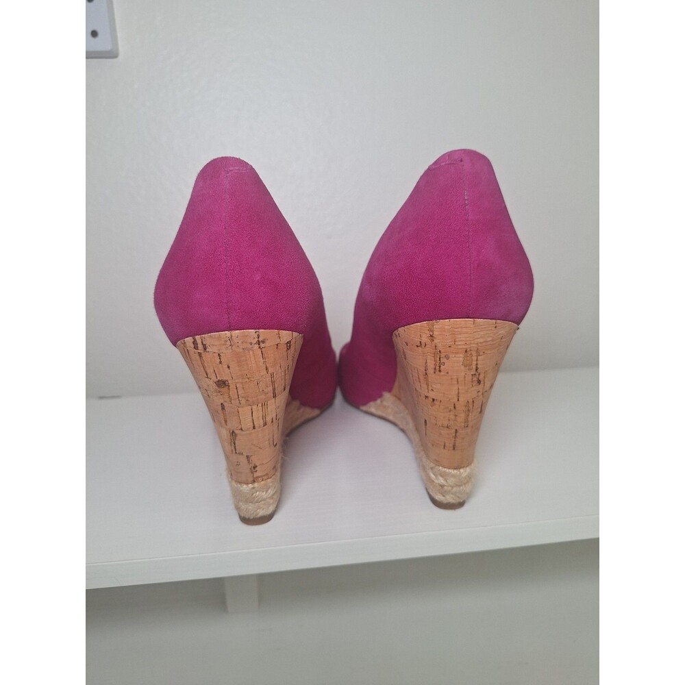 Franco Sarto Womens Oalix Pump Size 9 Magenta Pink Suede Wedge Heel Dress Shoe - Picture 5 of 8